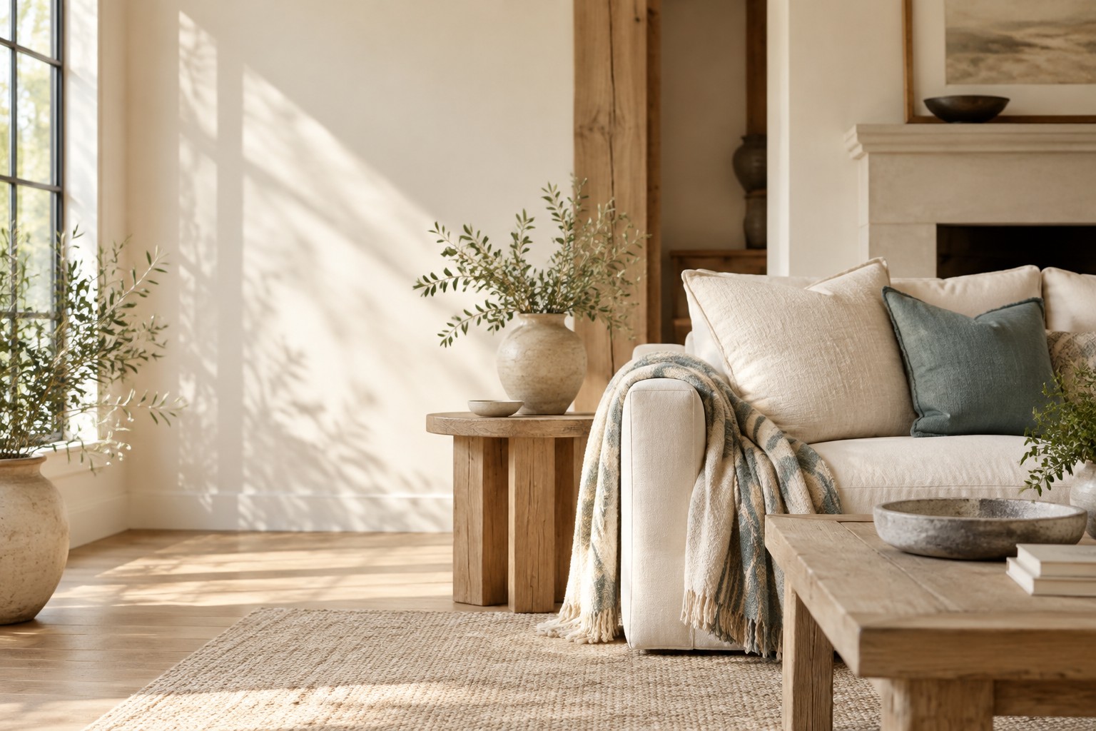 Home decor in a calm neutral living room